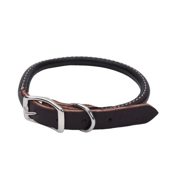 Circle T Latigo Leather Dog Collar Round 5/8" 16"